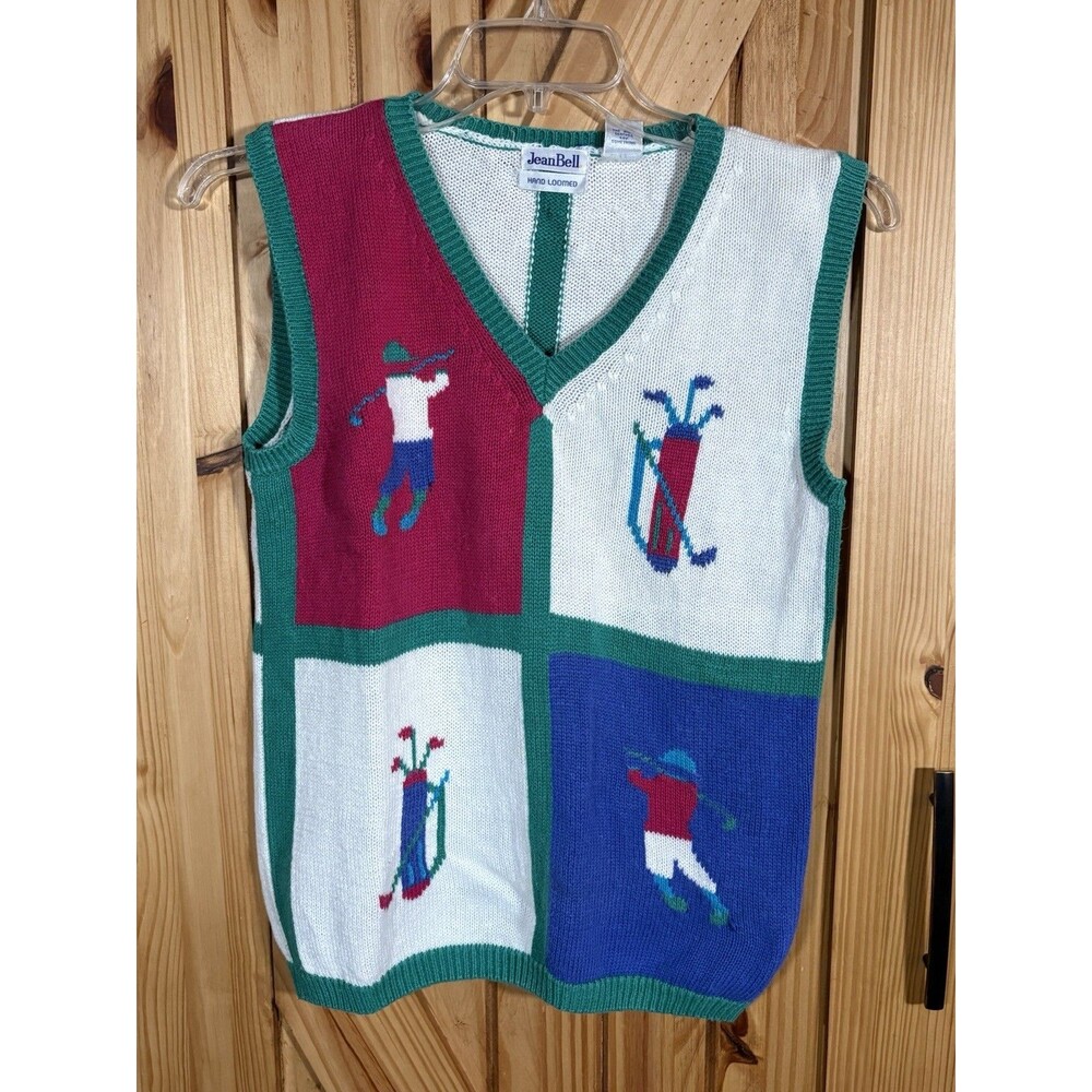 Vintage Jean Bell Hand Loomed Golf Argyle Sweater Vest Women’s S Preppy Golfcore